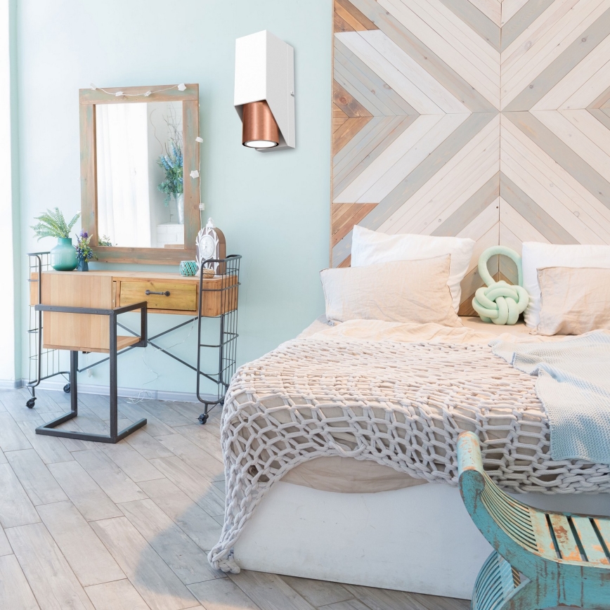 Seinävalaisin WALL 1xGU10/8W/230V valkoinen/kupari