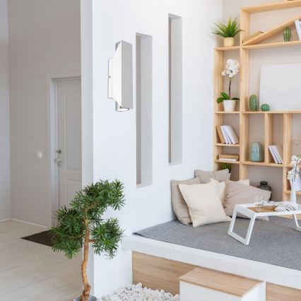 Seinävalaisin WALL 2xGU10/8W/230V valkoinen/kiiltävä kromi