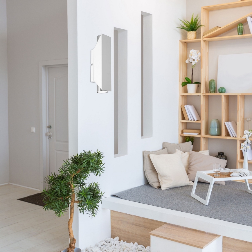 Seinävalaisin WALL 2xGU10/8W/230V valkoinen/kiiltävä kromi