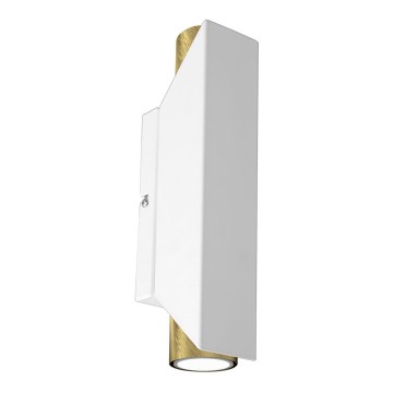 Seinävalaisin WALL 2xGU10/8W/230V valkoinen/messinki