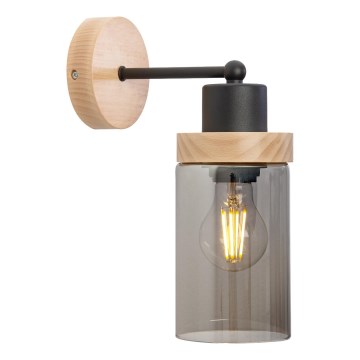Seinävalaisin WOODNEST 1xE27/15W/230V mänty/savunmusta