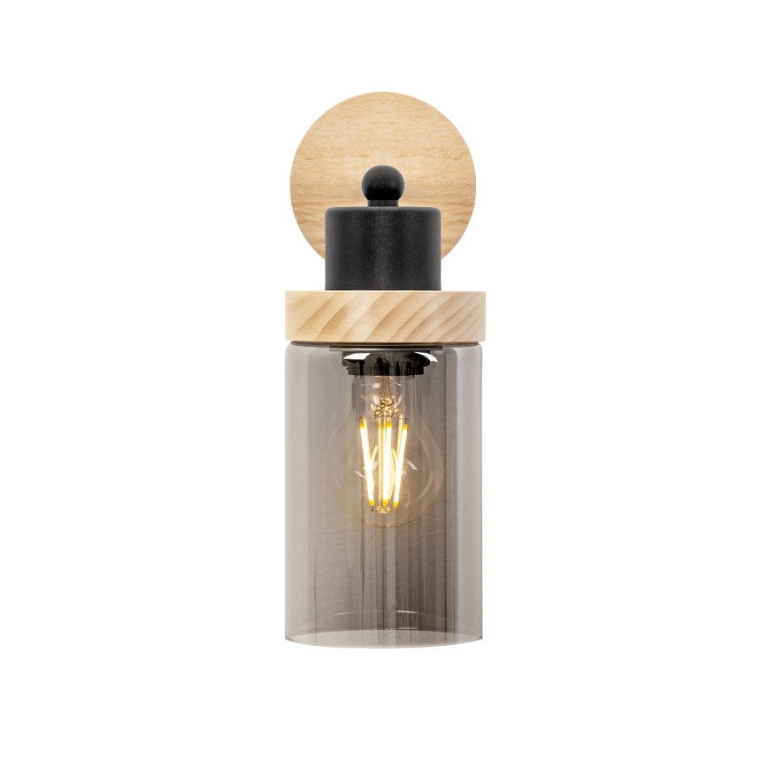 Seinävalaisin WOODNEST 1xE27/15W/230V mänty/savunmusta