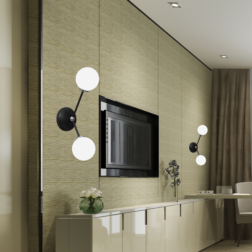 Seinävalo JOY 2xE14/40W/230V musta/kiiltävä kromi