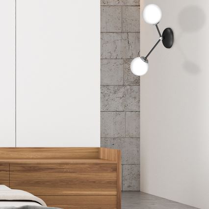 Seinävalo JOY 2xE14/40W/230V musta/kiiltävä kromi