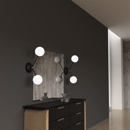 Seinävalo JOY 2xE14/40W/230V musta/kiiltävä kromi