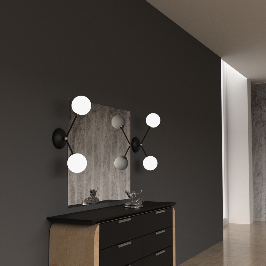 Seinävalo JOY 2xE14/40W/230V musta/kiiltävä kromi