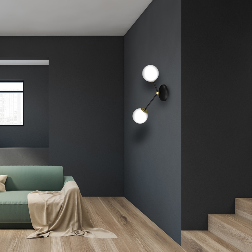 Seinävalo JOY 2xE14/40W/230V musta/kulta