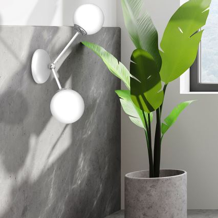 Seinävalo JOY 2xE14/40W/230V valkoinen/kiiltävä kromi