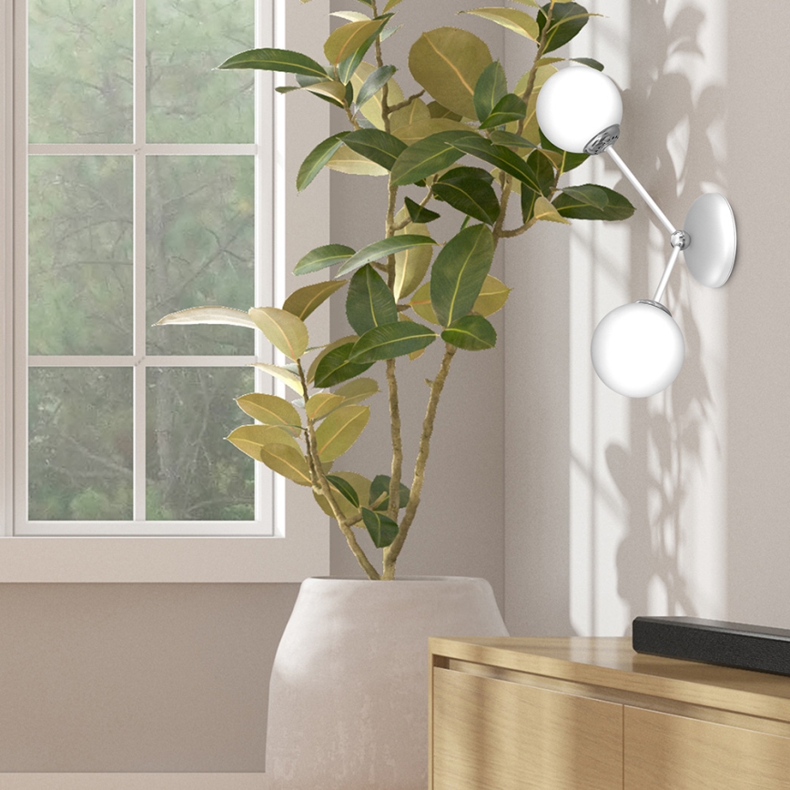 Seinävalo JOY 2xE14/40W/230V valkoinen/kiiltävä kromi