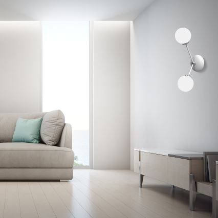 Seinävalo JOY 2xE14/40W/230V valkoinen/kiiltävä kromi