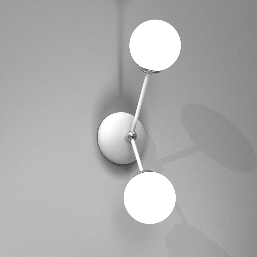 Seinävalo JOY 2xE14/40W/230V valkoinen/kiiltävä kromi