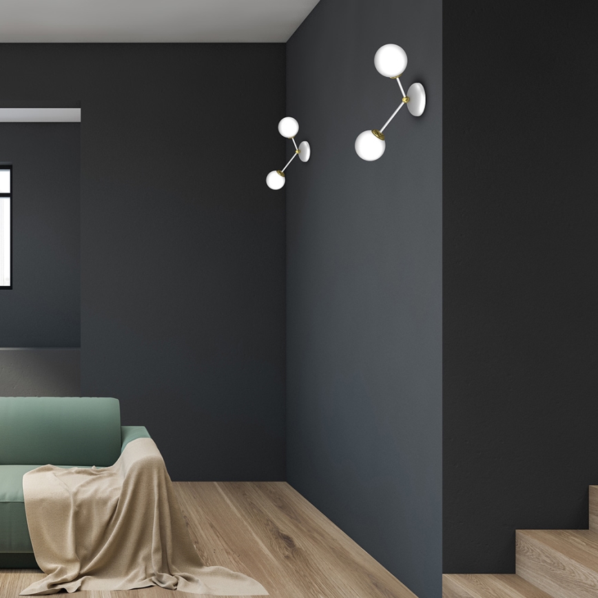 Seinävalo JOY 2xE14/40W/230V valkoinen/kulta