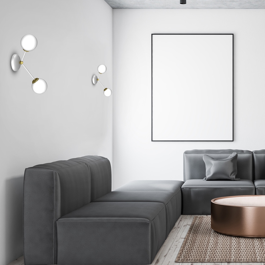 Seinävalo JOY 2xE14/40W/230V valkoinen/kulta