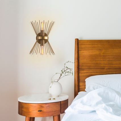 Seinävalo KIRPI 2xE27/40W/230V kulta