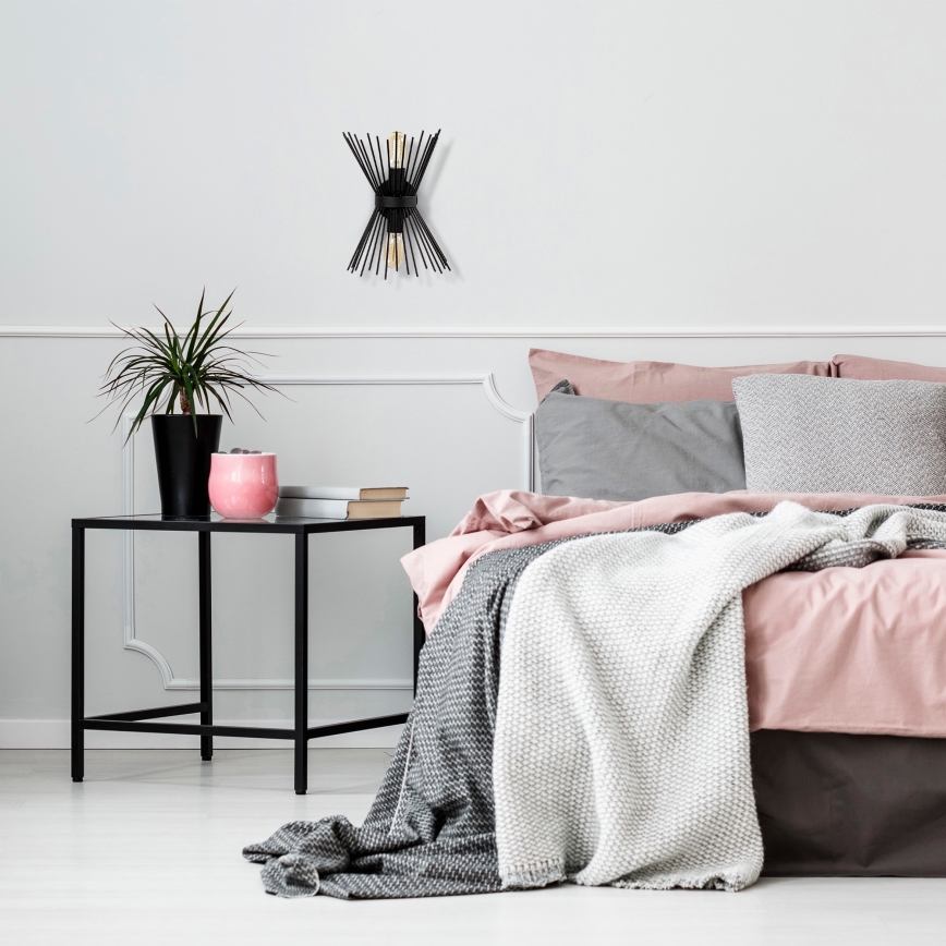 Seinävalo KIRPI 2xE27/40W/230V musta