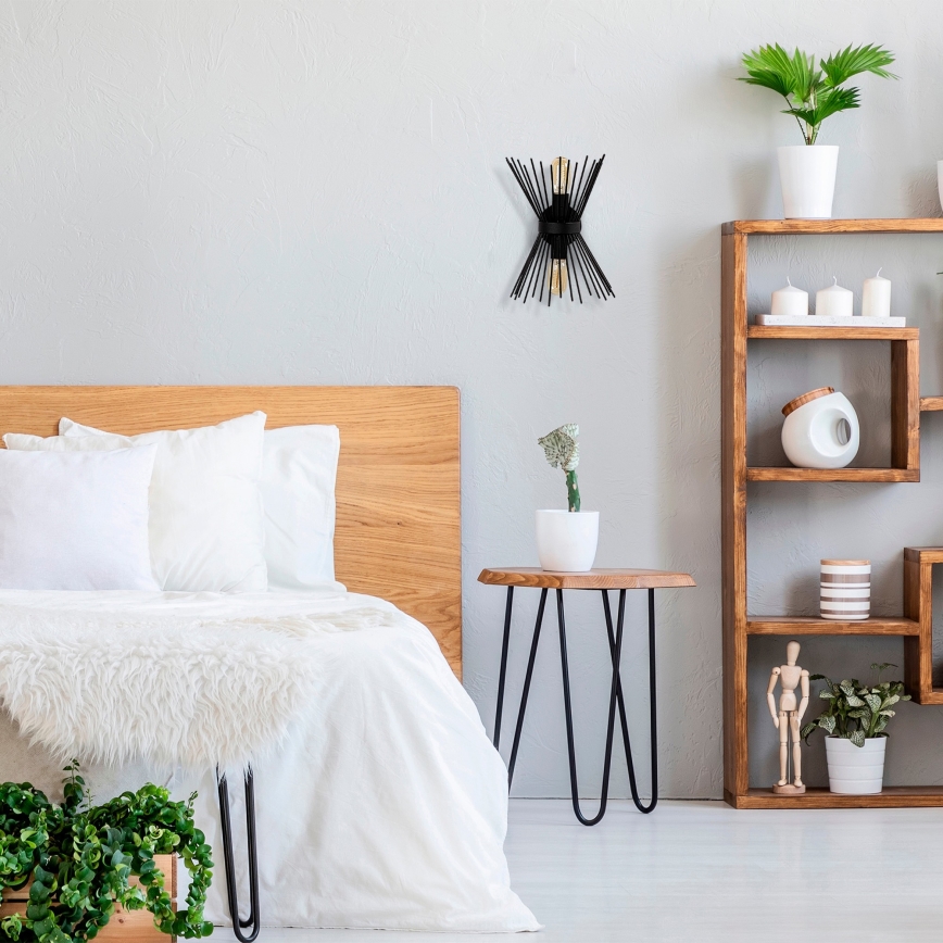 Seinävalo KIRPI 2xE27/40W/230V musta