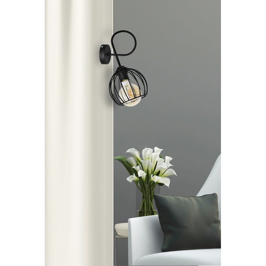 Seinävalo OXFORD 1xE27/15W/230V musta