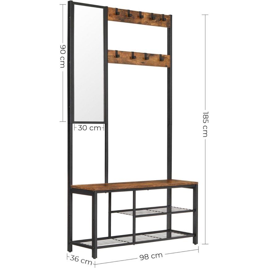 Seisova naulakko peilillä NAVOR ruskea/musta