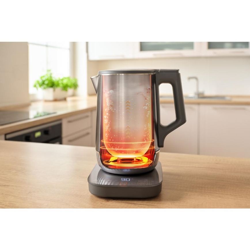 Sencor - 1,7 l vedenkeitin säädettävällä lämpötilalla 1800W/230V ruostumaton teräs