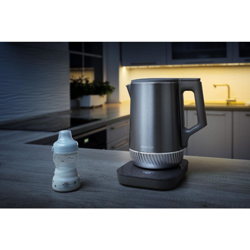Sencor - 1,7 l vedenkeitin säädettävällä lämpötilalla 1800W/230V ruostumaton teräs