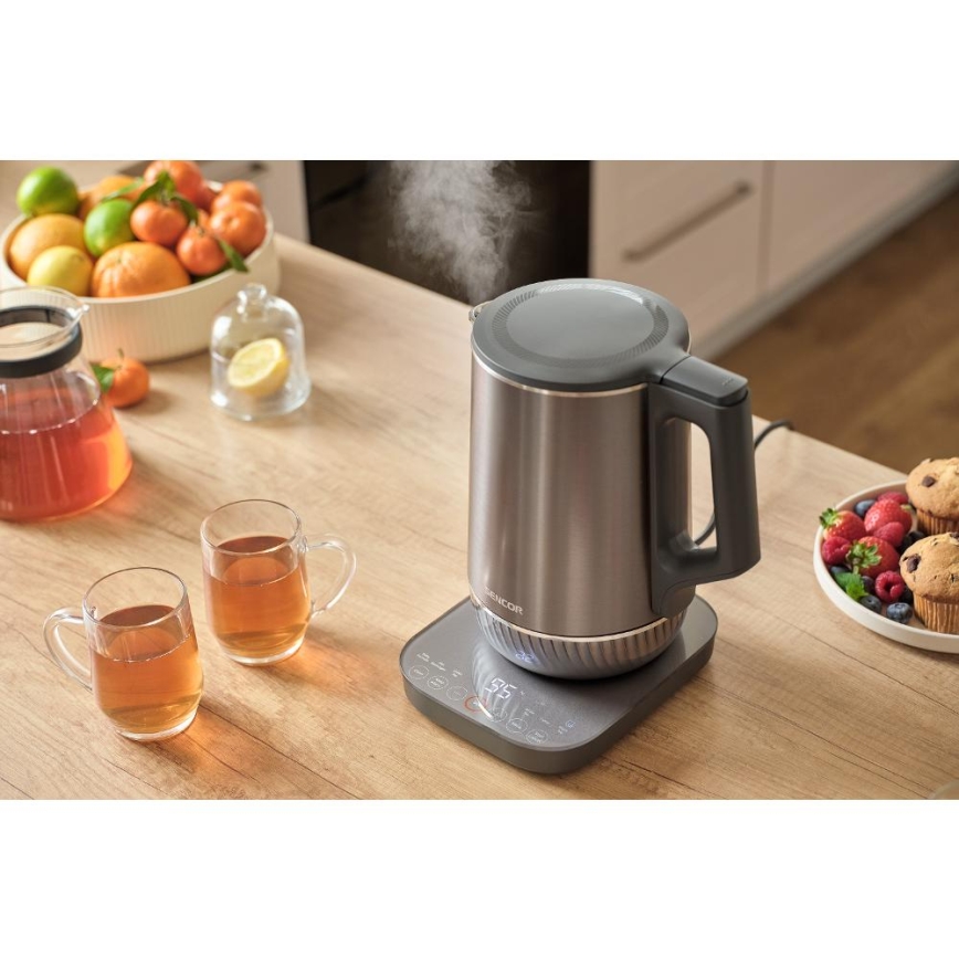 Sencor - 1,7 l vedenkeitin säädettävällä lämpötilalla 1800W/230V ruostumaton teräs