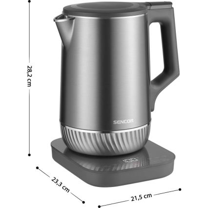 Sencor - 1,7 l vedenkeitin säädettävällä lämpötilalla 1800W/230V ruostumaton teräs