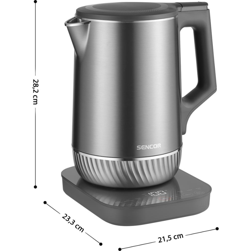 Sencor - 1,7 l vedenkeitin säädettävällä lämpötilalla 1800W/230V ruostumaton teräs