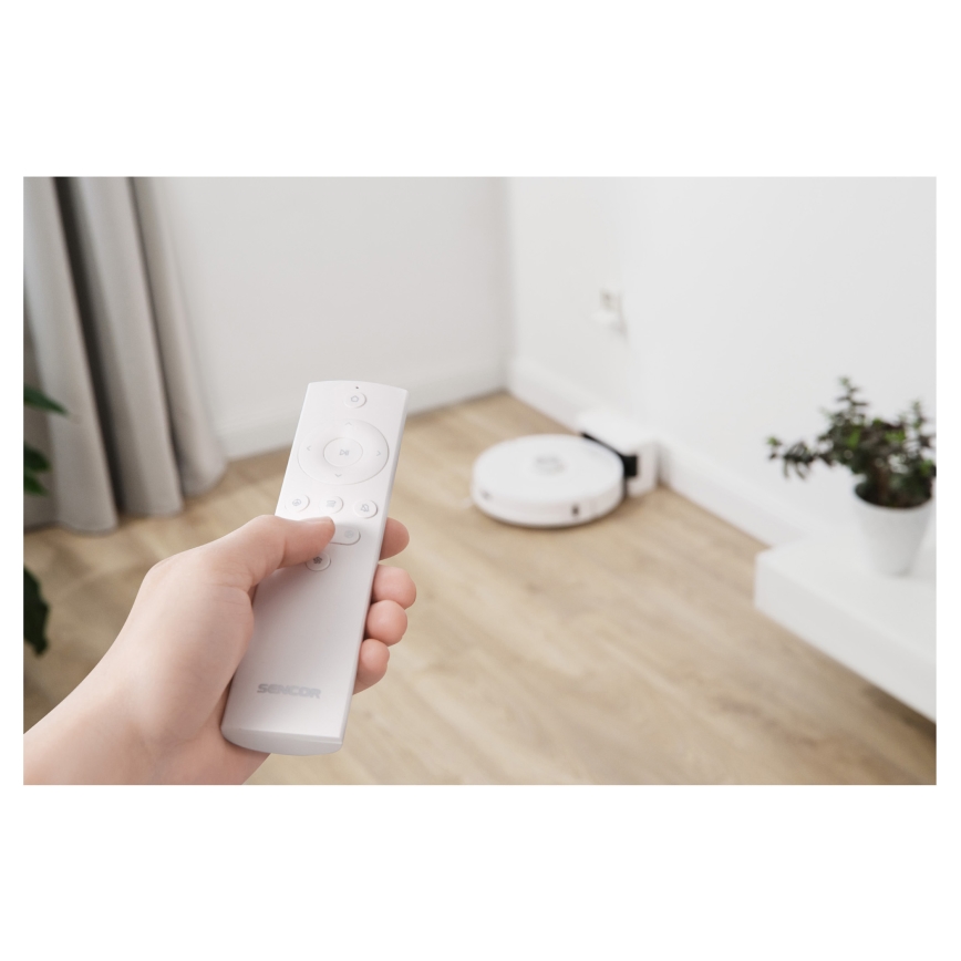 Sencor - Robotti-imuri ja moppi 2-in-1 50W/5000 mAh Wi-Fi valkoinen + kaukosäädin