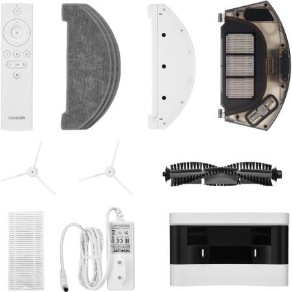 Sencor - Robotti-imuri ja moppi 2-in-1 50W/5000 mAh Wi-Fi valkoinen + kaukosäädin