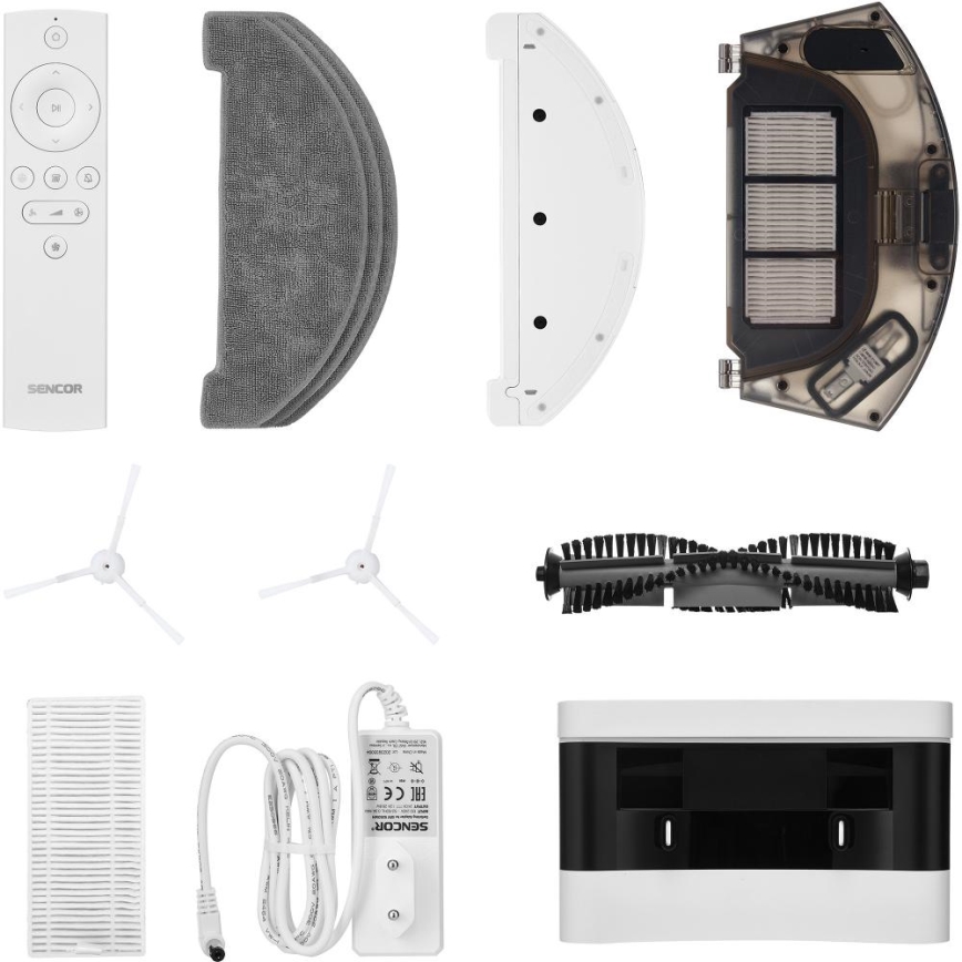 Sencor - Robotti-imuri ja moppi 2-in-1 50W/5000 mAh Wi-Fi valkoinen + kaukosäädin