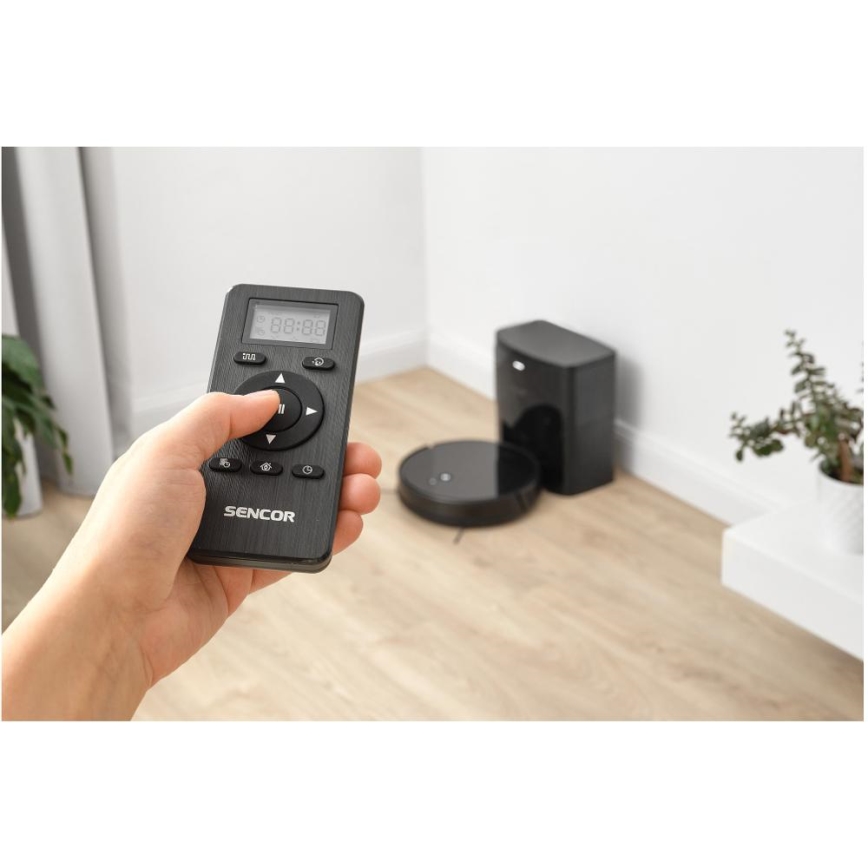 Sencor - 2‑in‑1 robotti-imuri ja moppi, 16 W/2600 mAh, Wi‑Fi, musta + kaukosäädin