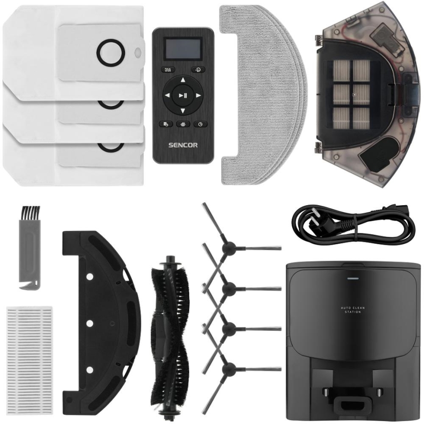 Sencor - 2‑in‑1 robotti-imuri ja moppi, 16 W/2600 mAh, Wi‑Fi, musta + kaukosäädin