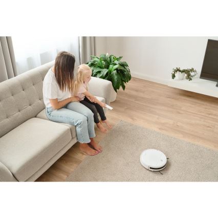 Sencor - Robotti-imuri ja moppi 2-in-1 18W/1500 mAh valkoinen + kaukosäädin