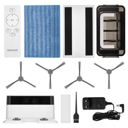 Sencor - Robotti-imuri ja moppi 2-in-1 18W/1500 mAh valkoinen + kaukosäädin