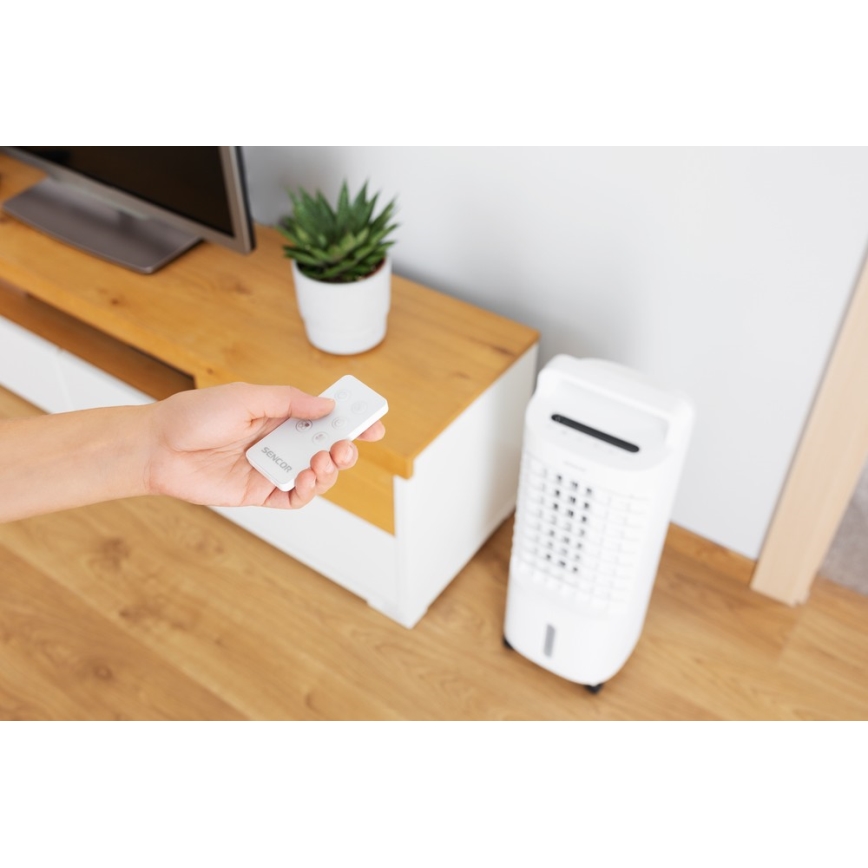 Sencor - Kannettava ilmastointilaite LED-näytöllä 3-in-1 45W/230V valkoinen + kaukosäädin