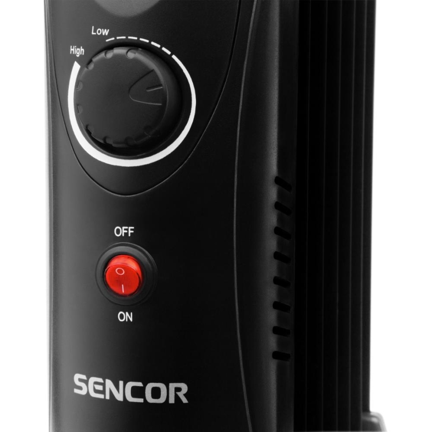 Sencor - 7-levyinen öljytäytteinen lämpöpatteri 700 W/230 V, musta