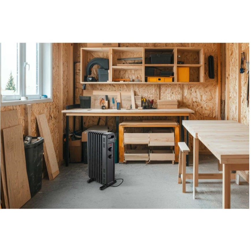 Sencor - 9-osainen öljylämmitin 800/1200/2000 W/230 V, musta
