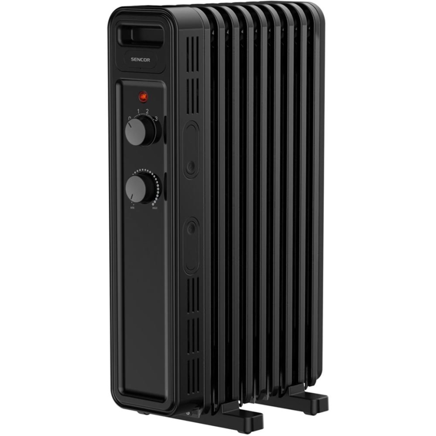 Sencor - 9-osainen öljylämmitin 800/1200/2000 W/230 V, musta