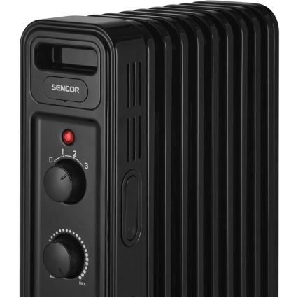 Sencor - 9-osainen öljylämmitin 800/1200/2000 W/230 V, musta