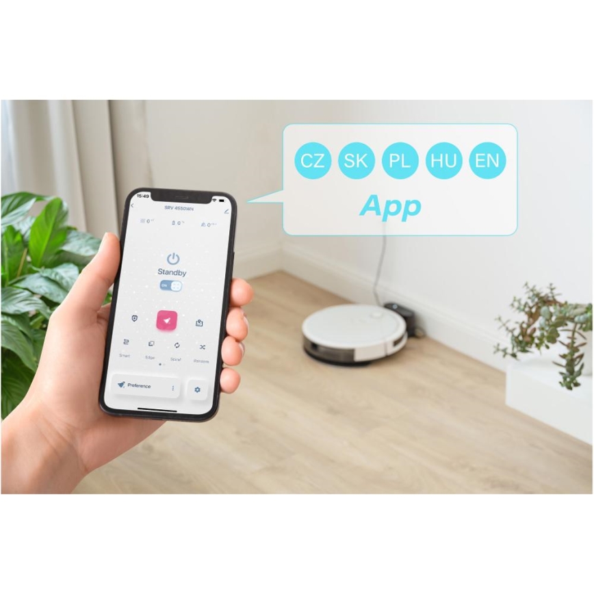 Sencor - Älykäs 2-in-1 robotti-imuri ja moppi 28W/2600 mAh Wi-Fi valkoinen + kaukosäädin