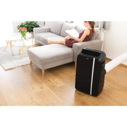 Sencor - Älykäs mobiili ilmastointilaite 3in1 sisältäen täydelliset lisävarusteet 1450W/230V 12000 BTU Wi-Fi musta + kauko-ohjaus