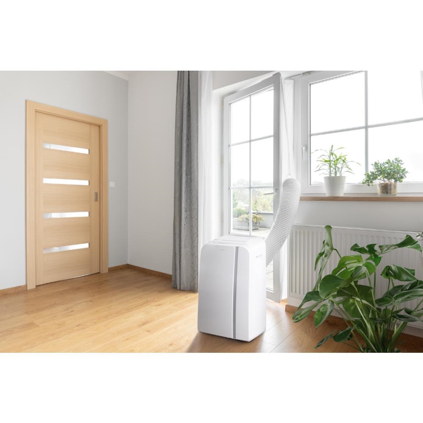 Sencor - Älykäs mobiili ilmastointilaite 3in1 sisältäen täydelliset lisävarusteet 1450W/230V 12000 BTU Wi-Fi valkoinen + kauko-ohjaus