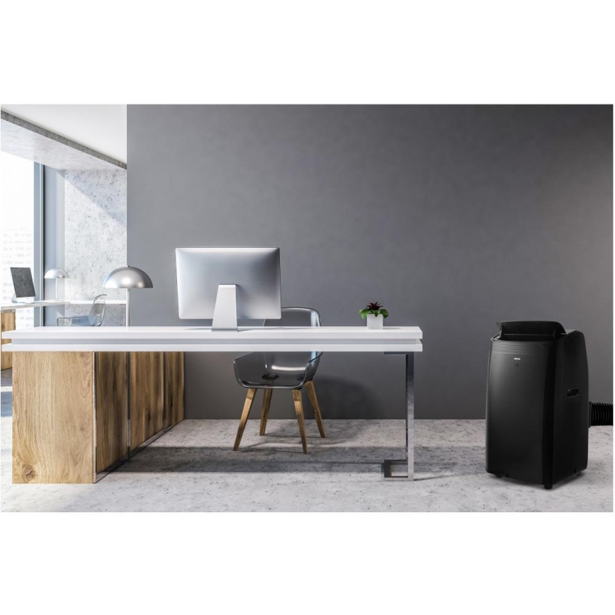 Sencor - Älykäs mobiililaitteinen ilmastointilaite 4-in-1 täydellisellä lisävarustepaketilla 900W/230V 9000 BTU Wi-Fi musta + kaukosäädin