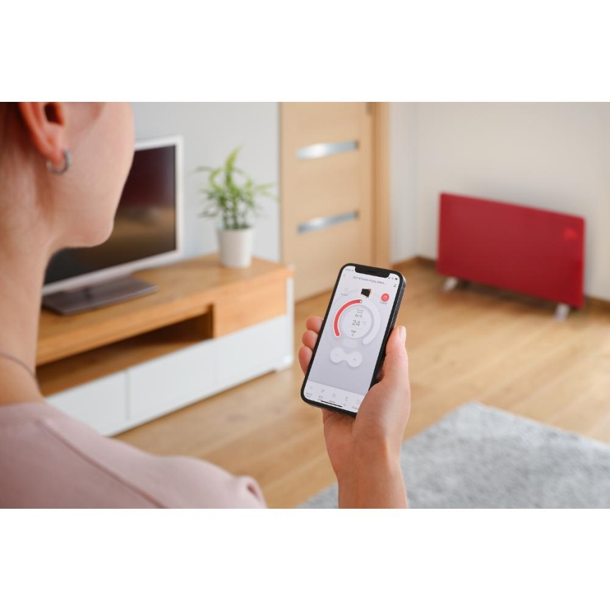 Sencor - Älykäs sähköinen suora-/konvektorilämmitin 1200/2400W/230V IP24 Wi-Fi punainen