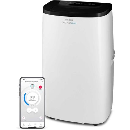 Sencor - Älykäs siirrettävä ilmastointilaite 4-in-1 täydellisine lisävarusteineen 1750W/230V 18000 BTU Wi-Fi valkoinen + kaukosäädin