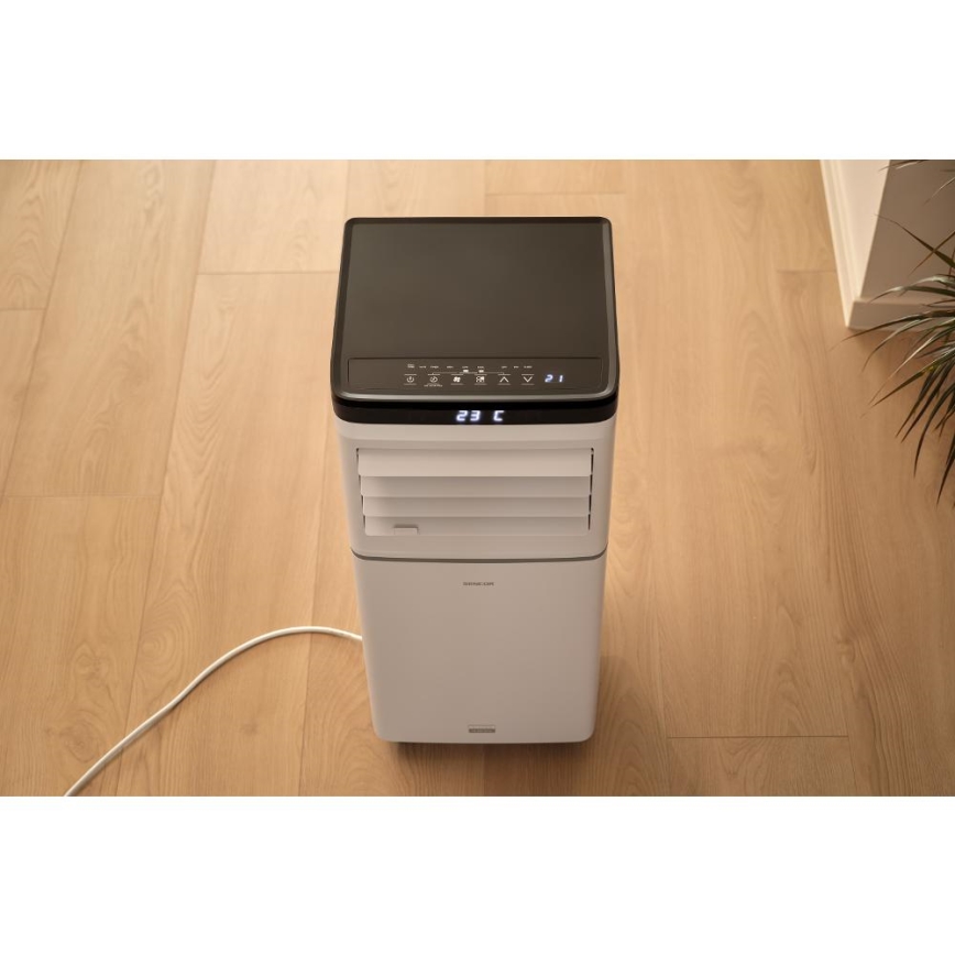 Sencor - Älykäs siirrettävä ilmastointilaite 3-in-1, täydellinen lisävarustesarja mukana, 1020W/230V 10000 BTU Wi-Fi valkoinen + kaukosäädin