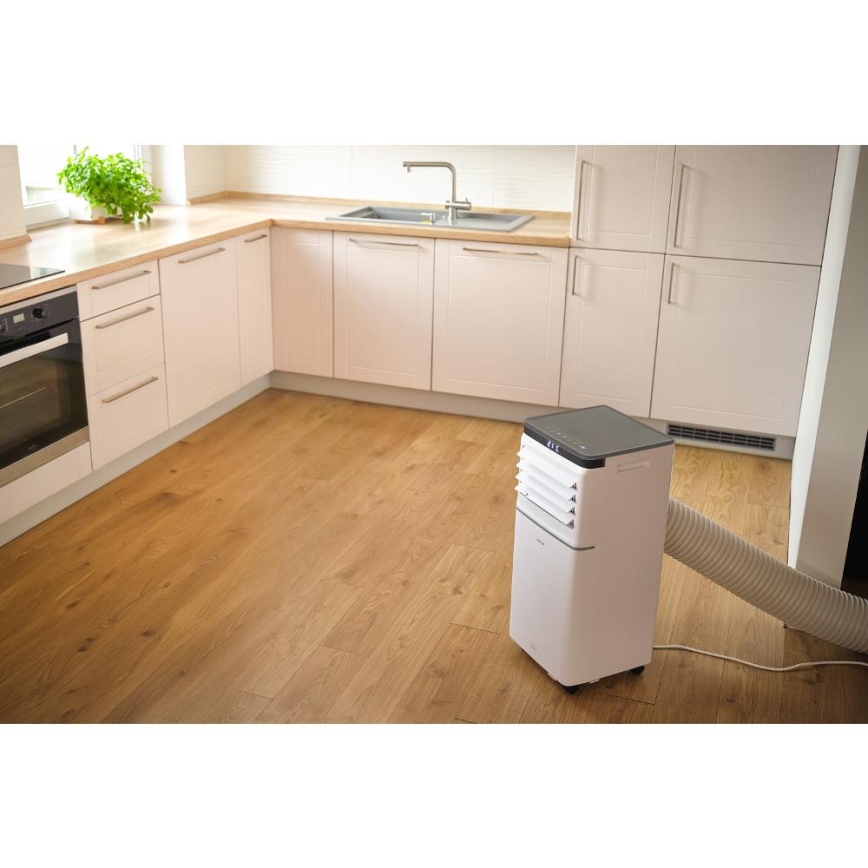 Sencor - Älykäs siirrettävä ilmastointilaite 3-in-1, mukana kaikki lisävarusteet 815W/230V 8000 BTU Wi-Fi valkoinen + kaukosäädin