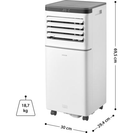 Sencor - Älykäs siirrettävä ilmastointilaite 3-in-1, mukana kaikki lisävarusteet 815W/230V 8000 BTU Wi-Fi valkoinen + kaukosäädin