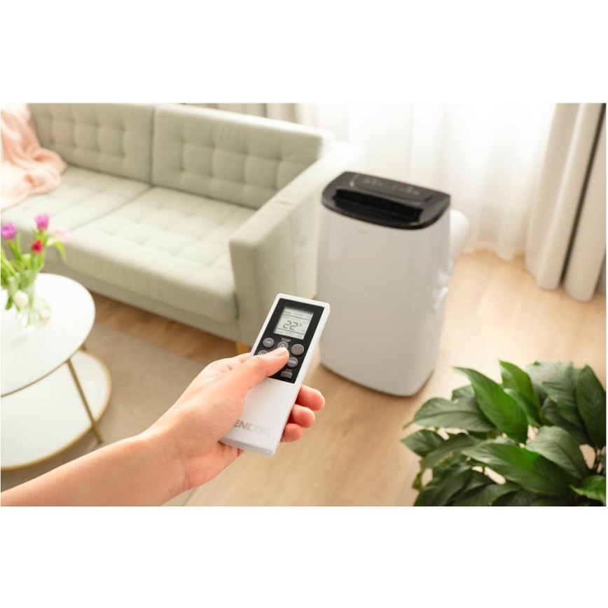 Sencor - Älykäs siirrettävä ilmastointilaite 4-in-1, mukana täydellinen tarvikepaketti 1700W/230V 12000 BTU Wi-Fi valkoinen + kaukosäädin