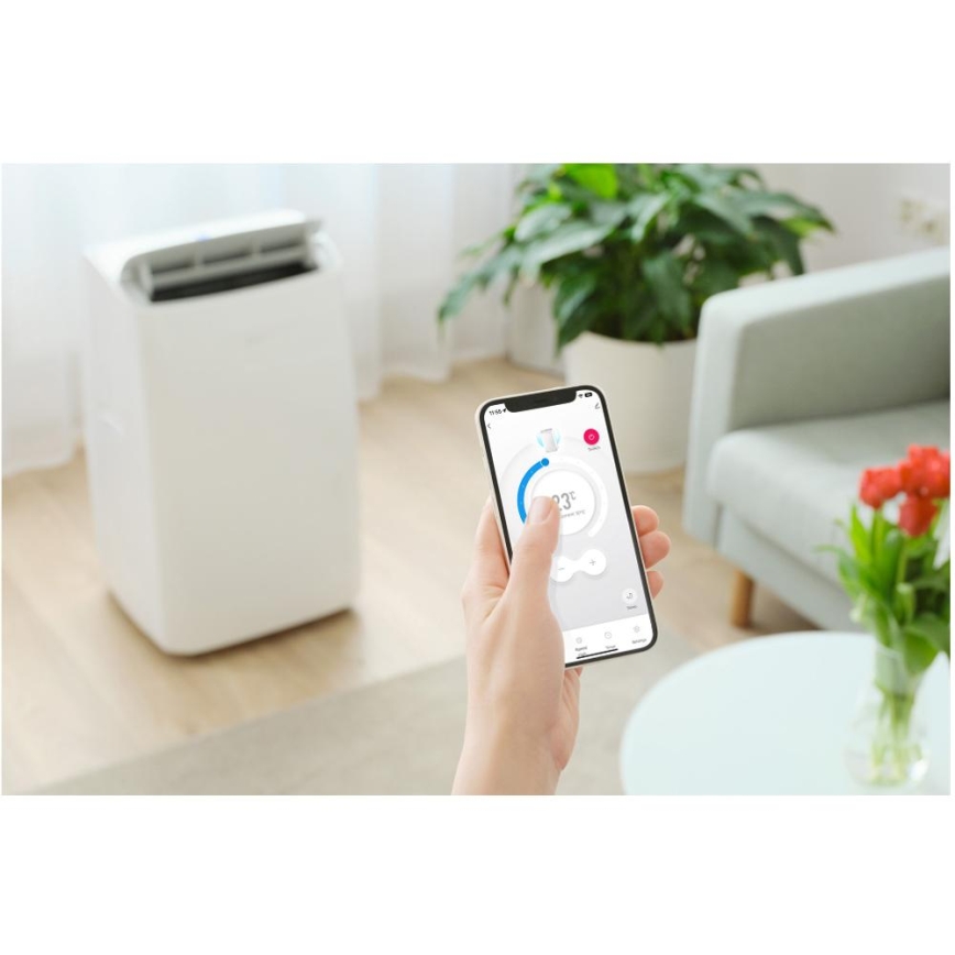 Sencor - Älykäs siirrettävä ilmastointilaite 5-in-1 sisältäen täydellisen lisävarustepaketin 733W/230V 9000 BTU Wi-Fi valkoinen + kaukosäädin